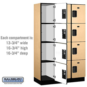 Salsbury Industries Maple 4-Tier Extra Designer Wood Locker with 3 Wide Storage Units, 6ft High x 18in Deep