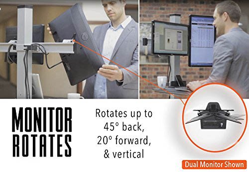 Stand Steady Winston Workstation Single Monitor Mount Sit-Stand Desk with Compact Work Surface (Innovative WNST-1-CW) | One Monitor Standing Desk with VESA Mount| Height Adjustable! (1 Monitor/Black)