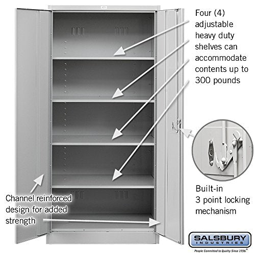 Salsbury Industries Heavy Duty Assembled Storage Cabinet, 78-Inch High by 24-Inch Deep, Gray