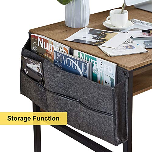 Linsy Home Computer Desk with Bookshelf and Storage Bag, 55 Inch Study Writing PC Laptop Table, Home Office Desk, Modern Simple Design, Wood
