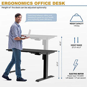 Shintenchi Electric Standing Desk, 63 x 24 Inch Height Adjustable Sit Stand Desk Morder Home Office Stand Up Desk Computer Work Station with Splice Board,Black