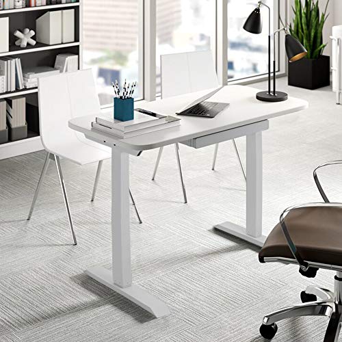 Oneofics Dual Motor Electric Height Adjustable Stand Up Desk Frame Standing Office Workstation Base with Memory Function (White)