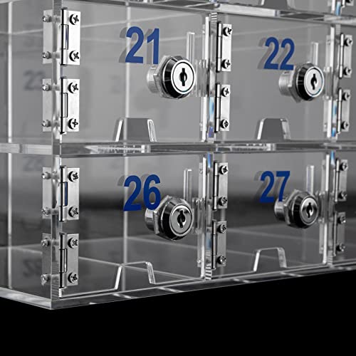 HaroldDol Cell Phone Locker with Charging Slot, Acrylic Storage Cabinet (30 Slots)