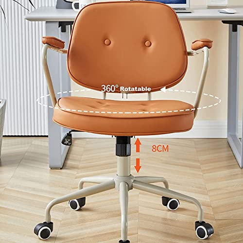 PU Leather Rolling Stool with Back Armrest Height Adjustable Swivel Task Chair (Green)