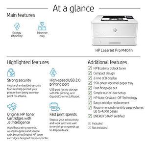 HP LaserJet Pro M404n Laser Printer with Built-in Ethernet & Security Features (W1A52A)