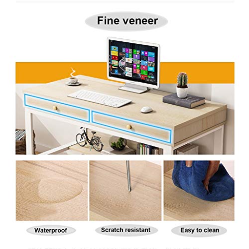 Computer Desk with 2 Drawers & Multi-Layer Storage Frame | Modern Home Office Desk for Kids, Student, Teenager, Youth | Simple Laptop Writing Table Workstation 47 Inch Waterproof(White)
