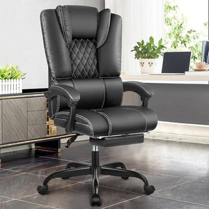 Guessky Big and Tall Office Chair with Footrest - Black