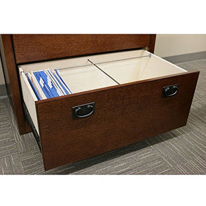 Mission Pasadena Two Drawer Lateral File - 34"W x 19.5"D x 29"H Mission Oak Finish Dimensions: 33.75"W x 19.5"D x 29"H Weight: 149 lbs.