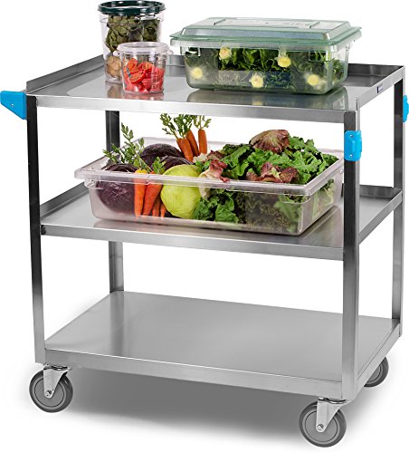 Carlisle FoodService Products Stainless Steel Utility/Service Cart, 500 lb Capacity, 35"x21"x36
