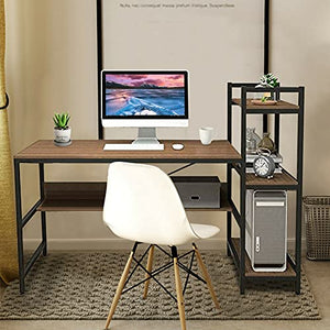 ADHW Corner Computer Desk with Bookshelf Laptop Home Office Study Table Workstation