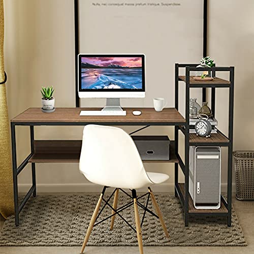 ADHW Corner Computer Desk with Bookshelf Laptop Home Office Study Table Workstation