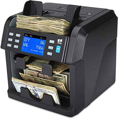 ZZap NC70 Mixed Denomination Bill Counter/2 Pocket Sorter/Counterfeit Detector - Money Cash Value Currency Machine