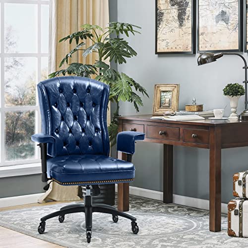 YAMASORO Ergonomic Executive Office Chair with Height-Adjustable Tufted Back, Blue