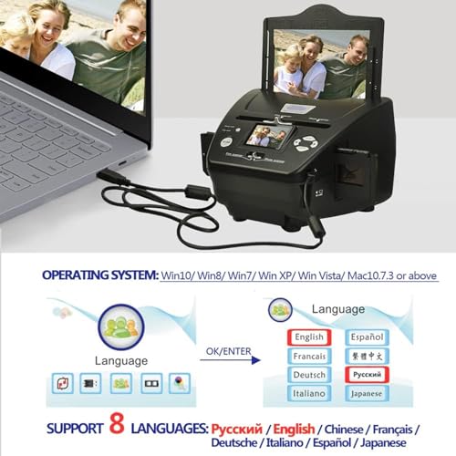BaNbe Film Slide Photo Scanner with 2.4" LCD Screen 16MP High-Resolution - Convert Color & B&W 35mm/135 Slides & Negatives to Digital Images
