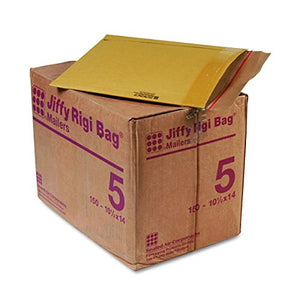Sealed Air Jiffy Rigi Mailers, Fiberboard, Size 5, 10-1/2 x 14 Inches, 150 per Carton, Kraft (SEL49392)