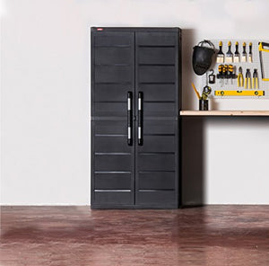 Keter XL Plus Freestanding Plastic Utility Cabinet, 34.6" x 17.7" x 71.2", Black