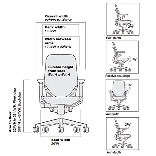 Steelcase Gesture Office Chair - Navy Leather, High Seat Height, Wrapped Back, Light Frame, Lumbar Support