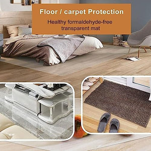 LOBUNS Clear Vinyl Plastic Floor Protector Runner Rug Mat - Anti-Static, Non-Slip, Durable - Home Office Carpet Protection, 1.5mm Thick, Various Widths - 10ft