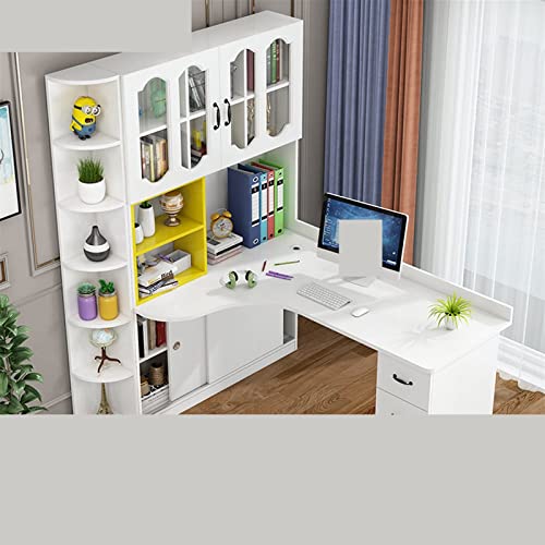 TAPIVA Computer Desk with Bookshelf - Corner Office Learning Desk