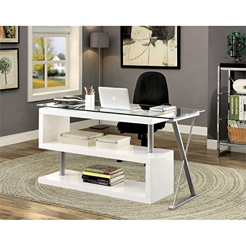 Furniture of America Fiora Modern Swivel Computer Desk in White