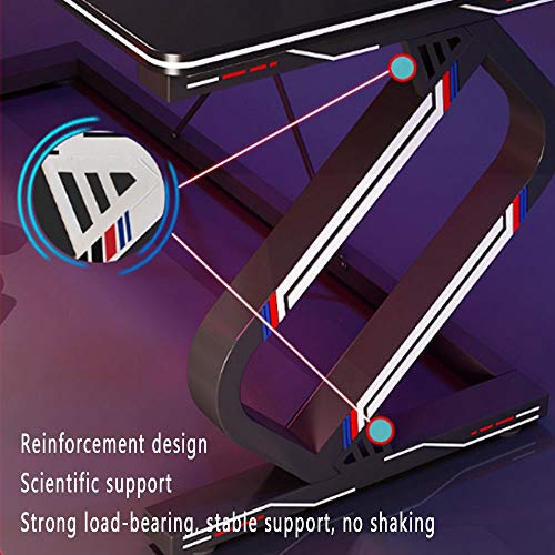 FEILA Gaming Desk 55inches PC Computer Desk, Home Office Desk Gaming Table Curved Shaped Gamer Workstation with Cup Holder and Headphone Hook, High-end Enjoyment