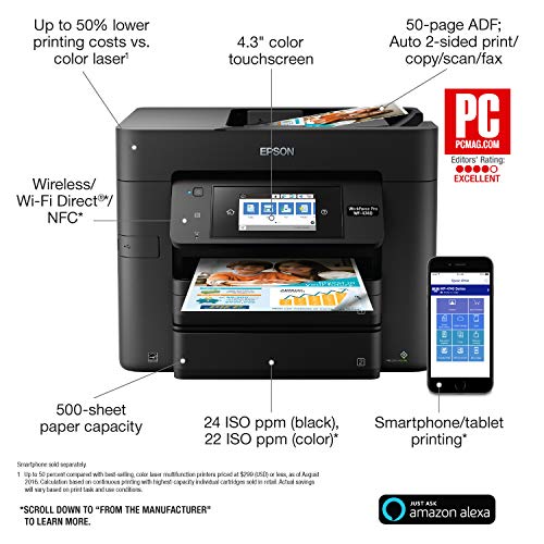 Epson Workforce Pro WF-4740 Wireless All-in-One Color Inkjet Printer, Copier, Scanner with Wi-Fi Direct, Amazon Dash Replenishment Enabled