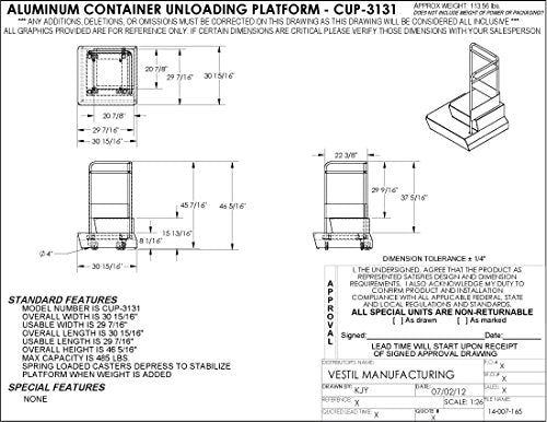 Vestil CUP-3131 Container Step Platform, 485 lb. Capacity, 31" x 31", Silver