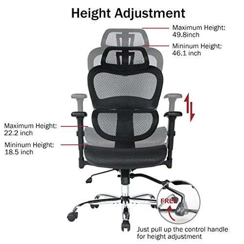 VIVA OFFICE High Back Mesh Executive Chair with Adjustable Headrest and Armrest