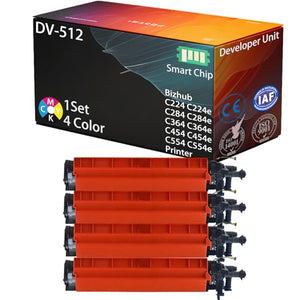 Vizoid DV512 Developer Unit High-Yield 590000 Pages for Konica Minolta Bizhub C224 C224e C284 C284e C364 C364e C454 C454e C554 C554e Printer