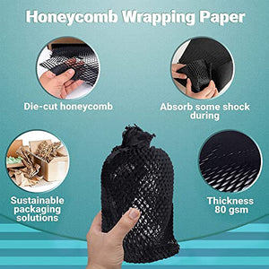 APQ Honeycomb Wrapping Paper 15 inch x 164 foot. Pack of 8 Rolls Biodegradable Packaging Black Paper 15” x 164’ Perforated Rolls Eco-Friendly Packaging Paper. Honeycomb Сardboard for Transportation.