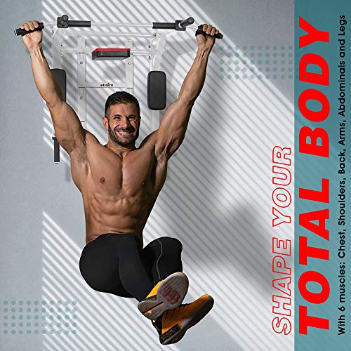 STOZM Pull Up Bar – Multi-Functional Strength Training Chin Up Bar with 3-Level Height Adjustability for Total Body Exercises (White) (BH0D)
