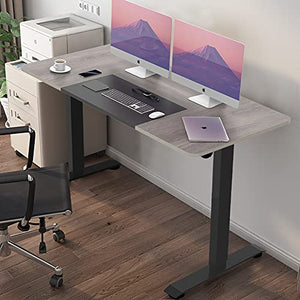 Electric Standing Desk, 4 Memory Contorller, Sit Stand Up Desk for Home Office, 55"x28" Adjustable Height Automatic Rising Sturdy Computer Workstations, Willow Wood Grain&Leather Table Top/Black Frame