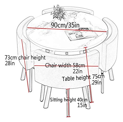 AkosOL Office Table and Chair Set - Nordic Modern Round Table with Four Chairs (Yellow+White)