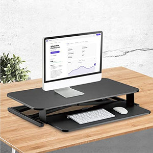 Standing Desk Converter Height Adjustable Desk Riser Sit Stand Office Desk Workstation for Dual Monitor Gas Spring Lift Black