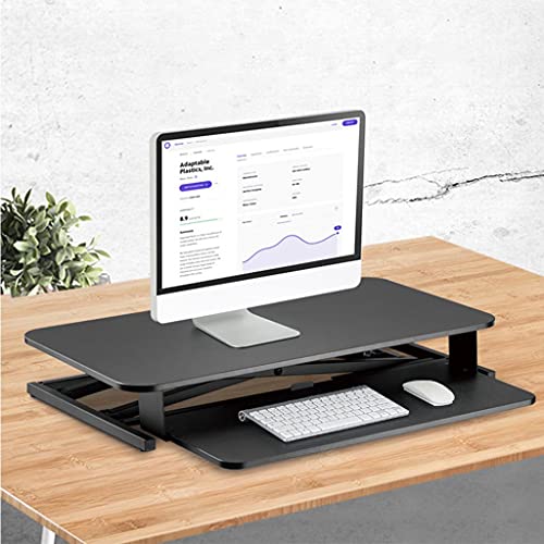 Standing Desk Converter 31.5inch Height Adjustable Sit to Stand Up Desk Riser Home Office Desk Workstation for Dual Monitors Laptop with Keyboard Tray