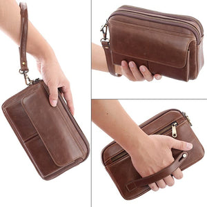 PDGJG Retro Men's Clutches Casual Handbags Envelope Bags Waterproof Bags Exquisite and Wear-Resistant Easy to Carry (Color : B, Size : 23 * 8cm)