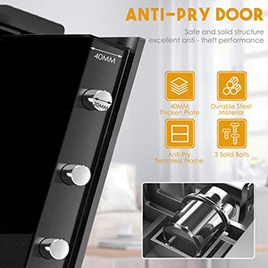 1.7 Cub Medium Home Safes Fireproof Waterproof - Digital Security Box with Dual Safety Key and Combination Lock for Money Gun Cash Jewelry