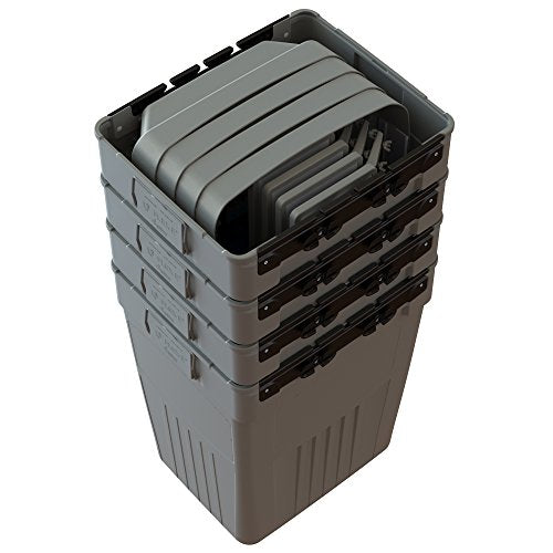 CleanRiver Flex E bin Indoor and Outdoor Sturdy 2-in-1 Waste and Recycling Bin with Backboard FX50B-GY2-R-BE-W-BK, 50 Gallons, Grey