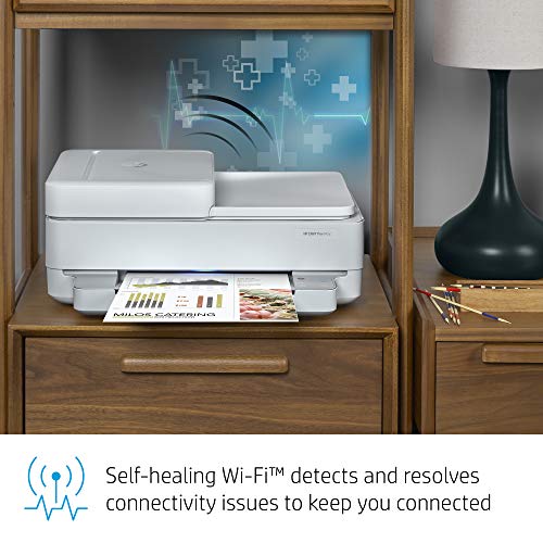 H-P Wireless Inkjet Color Printer Mobile Print, Scan & Copy, Auto Document Feeder Features 2-Sided Printing, Multi-Page scanning, Smart contextual Control Panel Buttons with 6 ft Printer Cable
