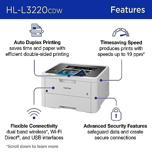 Brother HL-L3220CDW Wireless Color Laser Printer | Duplex, Mobile Printing | Amazon Dash Replenishment Ready
