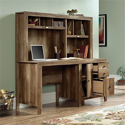Bowery Hill Computer Desk with Hutch in Craftsman Oak