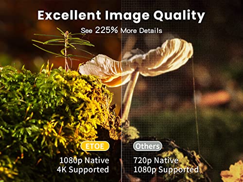 etoe 4K Android TV Projector, 1080P FHD Smart with Auto Focus, Auto Keystone, 600 ANSI Lumens, Dual 10W Speakers, Netflix-Certified, 5.1G WiFi Bluetooth - Black