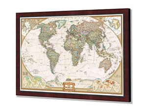 Renditions Gallery Executive National Geographic Travel Map with Push Pins, Wall Art for Living Room, Bedroom, Office, 26x40, Mahogany and Ebony