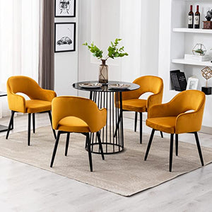 DUOMAY Swivel Dining Chair Set of 6, Velvet Upholstered Modern Accent Chair - Yellow