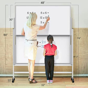 Dry Erase Whiteboard Height Adjustable, Easel Stand White Board on Wheels - 60 x 48 inches Large Mobile Dry Erase Board, Double Sided Magnetic Whiteboard for Office Home Classroom, Sliding Up & Down