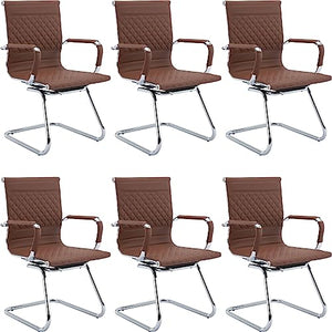 BESTANO Office Guest Chairs Set of 6 - Modern Mid Back PU Leather Reception Chairs