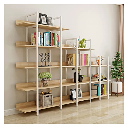 HARAY Multi-Layer Bookshelf Cabinet Display Rack - Steel & Wood Art Shelf