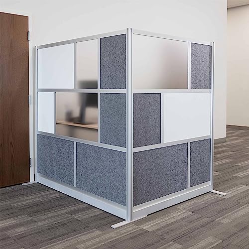 S Stand Up Desk Store Workflow Modular Wall Bundle | Expandable Office Partition System with Whiteboard, Acrylic Panels | (1) 70x70in Wall + (1) 53x70in Wall