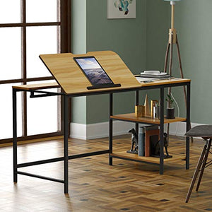 Unknown1 Multi-Function Adjustable Drafting Table Brown Modern Contemporary Rectangular Metal Wood Finish Height