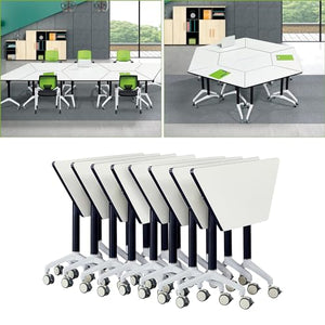 Molpeiy Conference Room Table with Silent Locking Wheels, Trapezoidal Rolling Splicing Computer Desk, 47.2" L*20.4" W*29.5" H (8Pack)